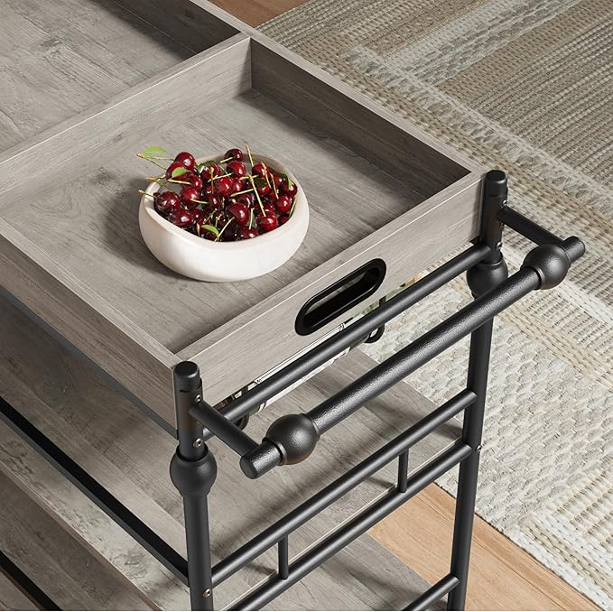 GarveeHome Bar Cart, Bar Carts for The Home, 3 Tier Serving Cart - Image 3