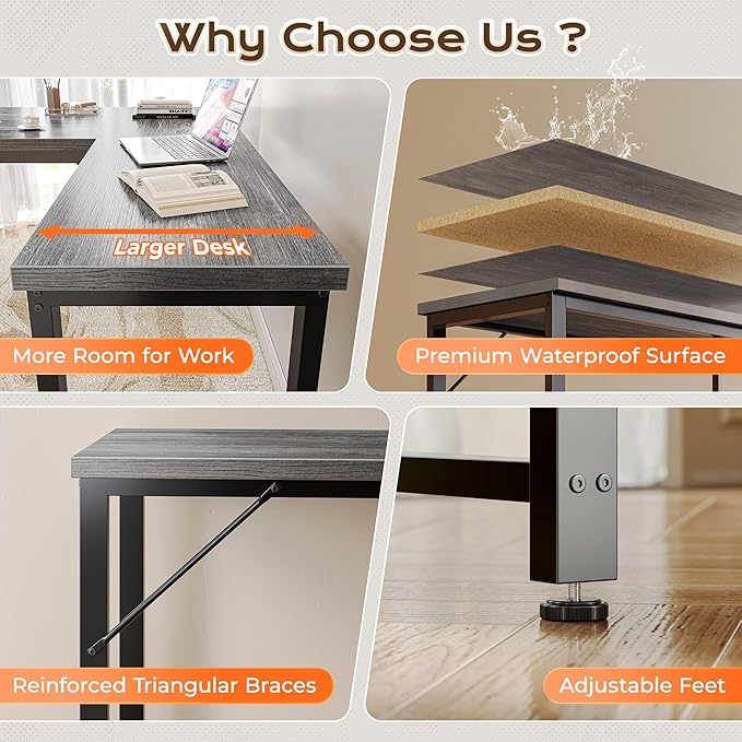 Huuger 63 Inch L Shaped Desk - Image 8