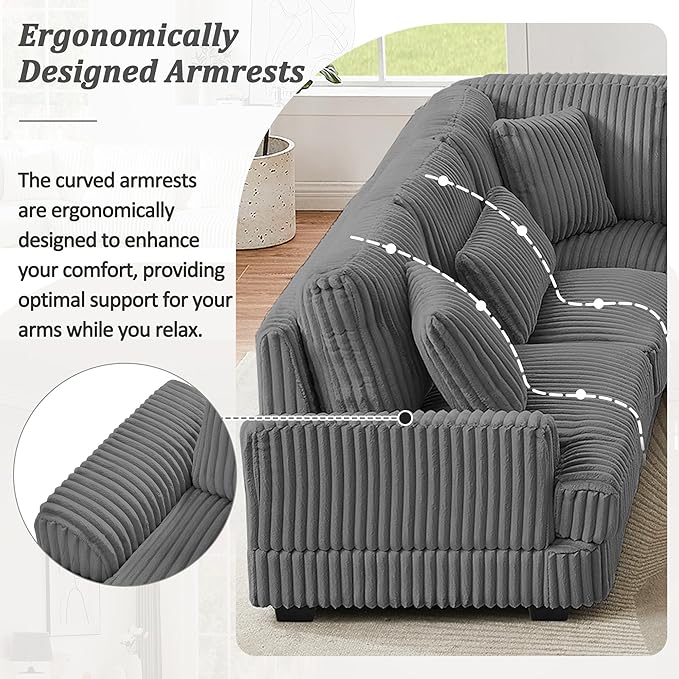 129" Oversized U Shaped Modular Sectional Sofa Couch - Image 7