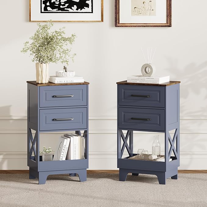 Tall Nightstand Set of 2 Side Table - Image 2