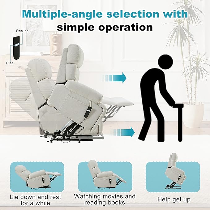 Recliner Chair Power Lift Massage Chair Full Body 23" Large Size Electric - Image 6