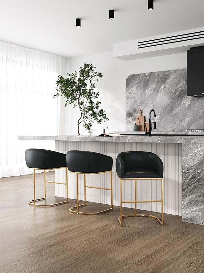 Manhattan Comfort Louvre 26 Inch Mid Century Modern Counter Height Bar Stools - Image 2