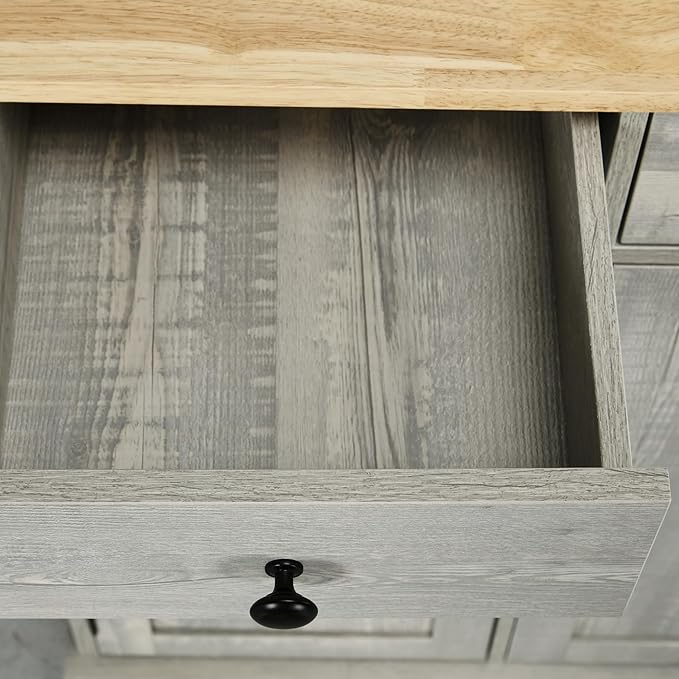 HOMCOM Sideboard with Solid Wood Countertop, Modern Kitchen Storage Cabinet - Image 9