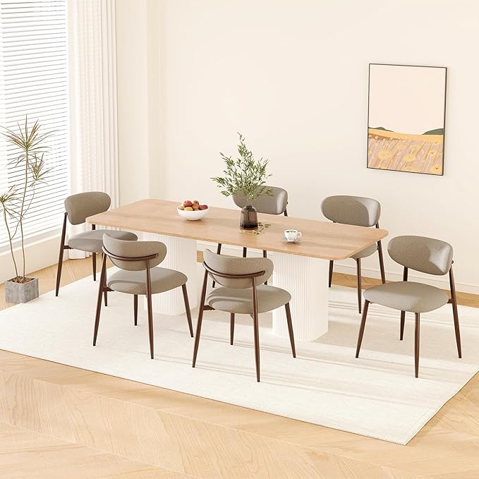Dining Chairs Set of 6, Ergonomic Fabric Upholstered Seating by Unknown