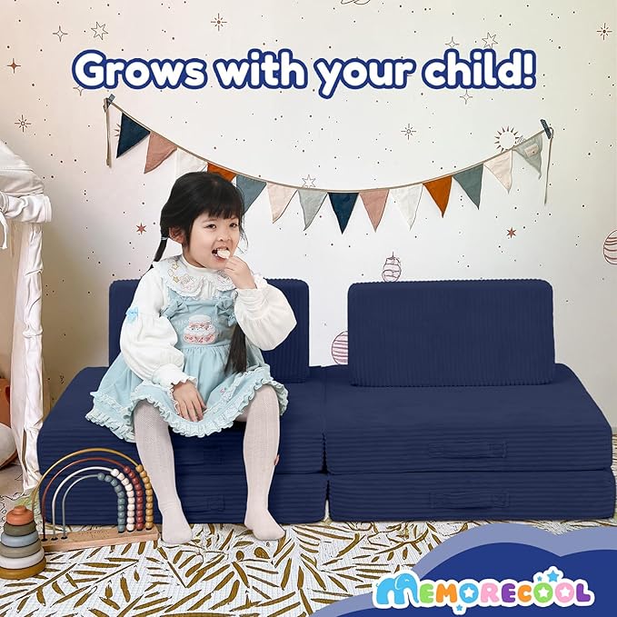 MeMoreCool Kids Couch for Playroom, Corduroy Convertible Toddler Couch - Image 4
