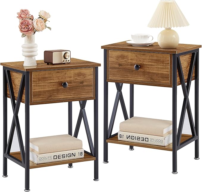 VECELO Nightstands Set of 2, Modern Bedside End Tables, Night Stands by VECELO