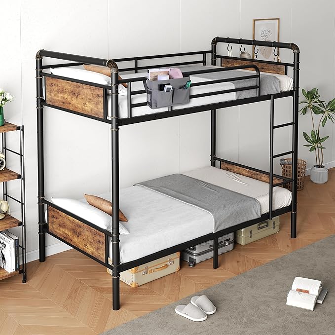Metal Bunk Bed Twin Over Twin, Industrial Bunkbeds Heavy Duty Bed - Image 9