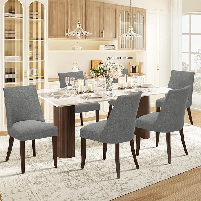 COLAMY Upholstered Dining Chairs Set of 6, Mid Century Modern Kitchen Chairs - Image 2