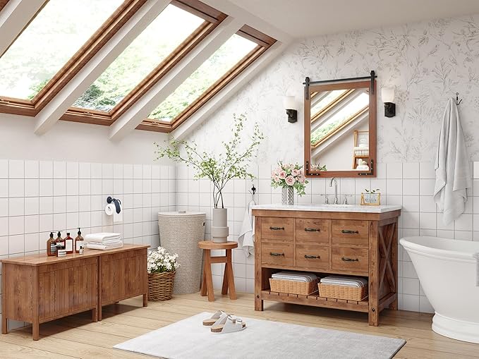 24x36 Inch Farmhouse Mirror for Bathroom, Rectangle Wall Decorative Mirrors for - Image 4