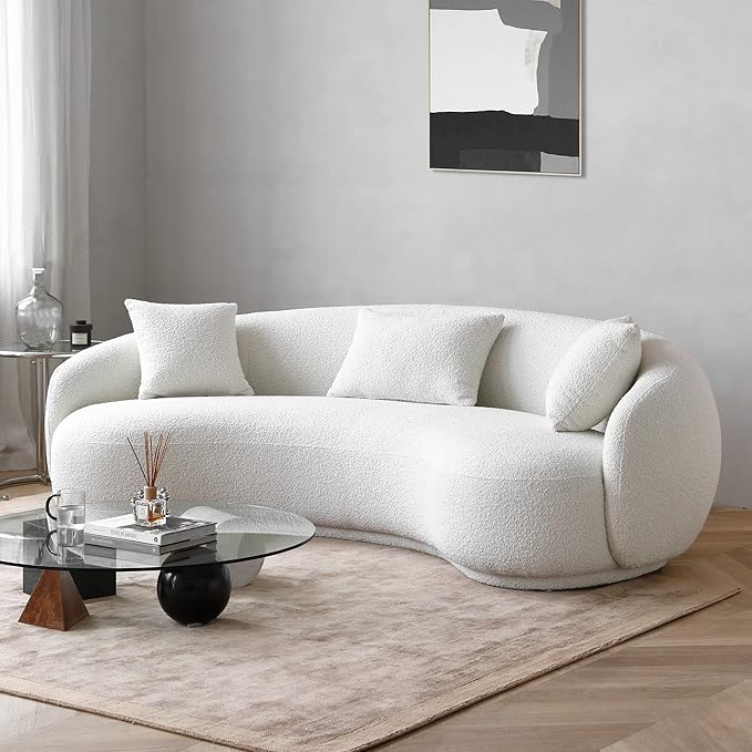 Acanva Mid Century Modern Curved Living Room Sofa, 4-Seat Boucle Fabric Couch - Image 4