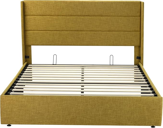 SHA CERLIN Full Size Lift Up Storage Bed/Modern Wingback Headboard/Upholstered - Image 9
