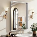 Silver Bathroom Mirror for Wall, 36x24 Inch Rectangular Aluminum Alloy Framed by EASLY