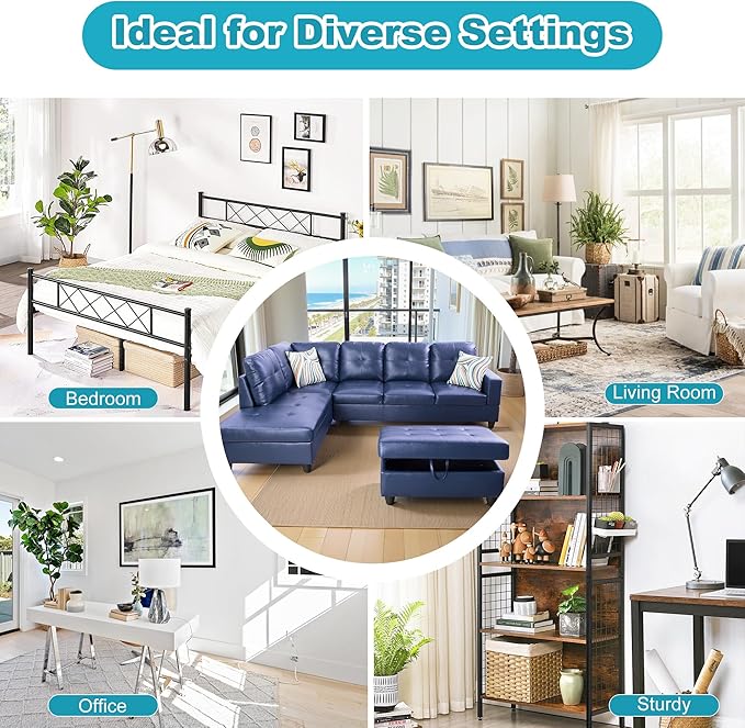 L Shaped Couch PU Leather Sectional Couch Upholstered 3 Pieces Sofas - Image 7