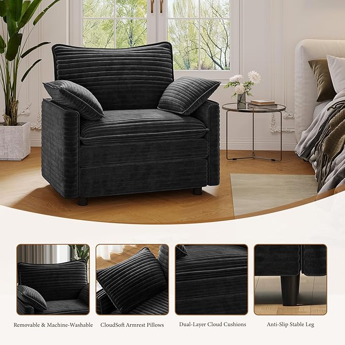 Vesgantti 40" Single Seat Sofa, Comfy Cloud Couch Deep Seat Upholstered Couch - Image 5