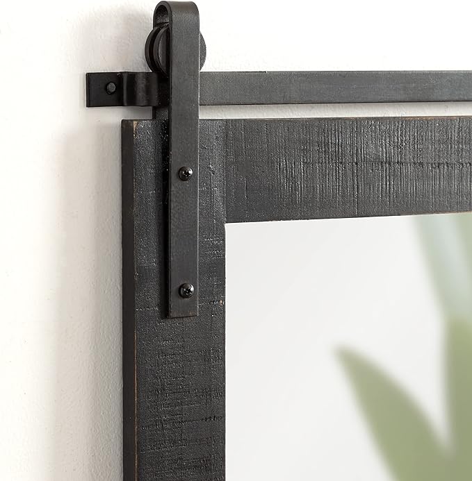 Kate and Laurel Cates Rustic Wall Mirror; 24 x 38; Black; Distressed Farmhouse - Image 3