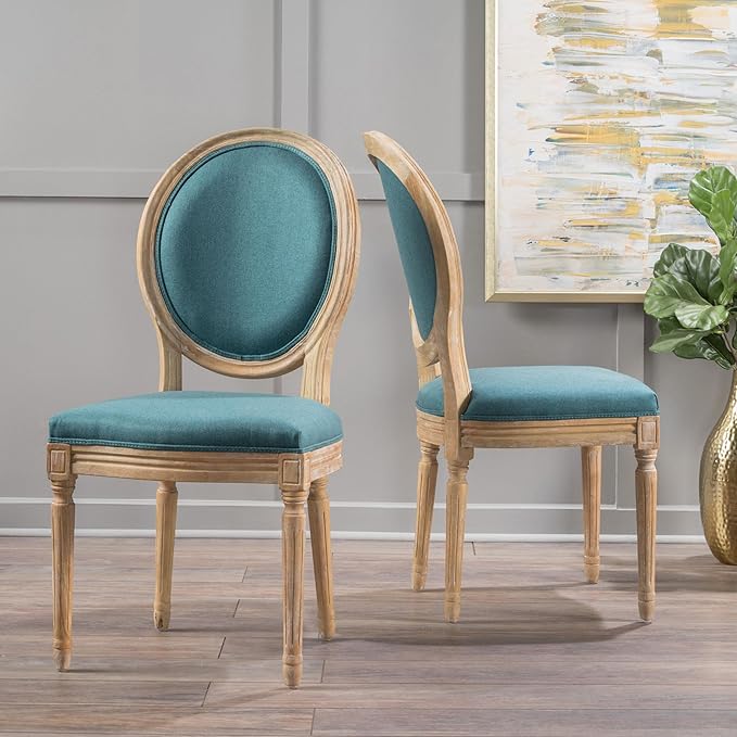 Christopher Knight Home Phinnaeus Fabric Dining Chairs, 2-Pcs Set, Dark Teal - Image 2