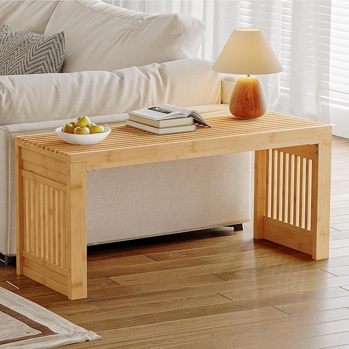 HOOBRO Dining Bench, 35 inch Bamboo Entryway Bench, Farmhouse Kitchen Table - Image 4