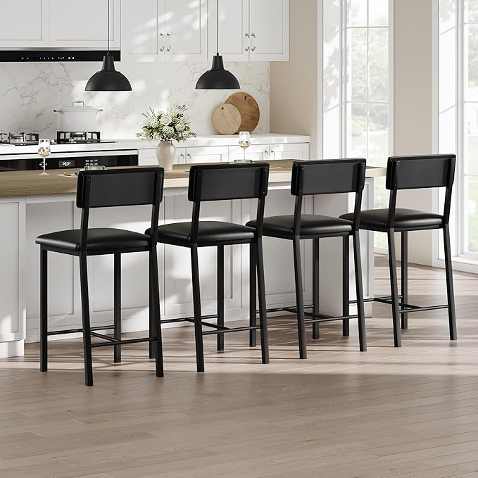 Garvee Bar Stools Set of 4, Kitchen Barstools by Garvee