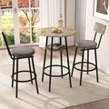 3 Pieces Round Bar Table and Chairs Set, Small Dining Table by Zevemomo