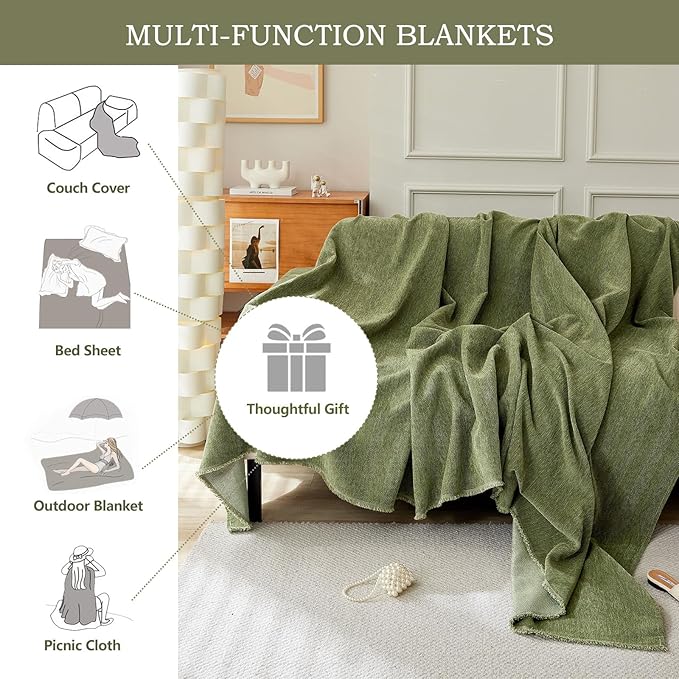 STACYPIK Christmas Matcha Green Sofa Cover Chenille Couch Covers Herringbone - Image 9