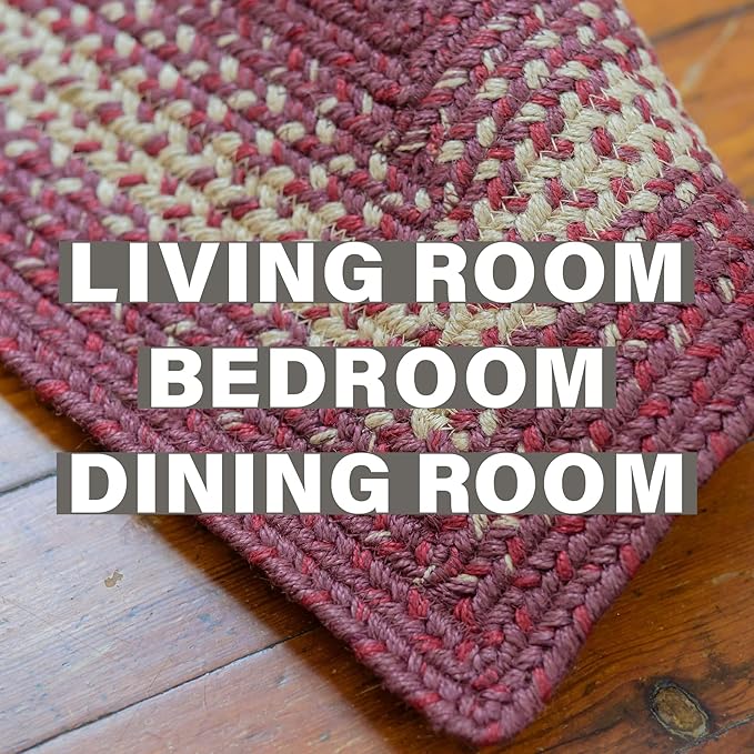 Autumn Maple Burgundy and Tan Braided Oval Rug, 4x6' - Image 7