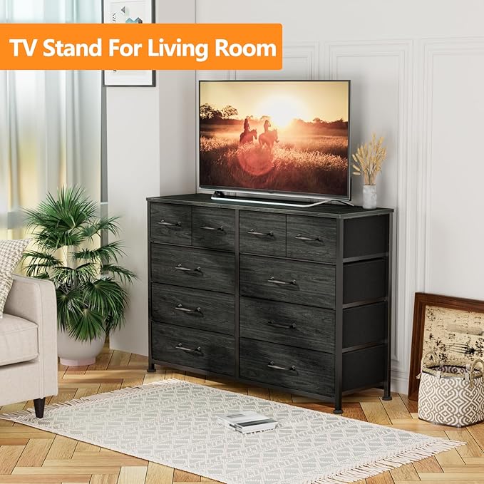 Furnulem Bedroom Dresser for 55”Long TV Stand Entertainment Center Dressers & - Image 2