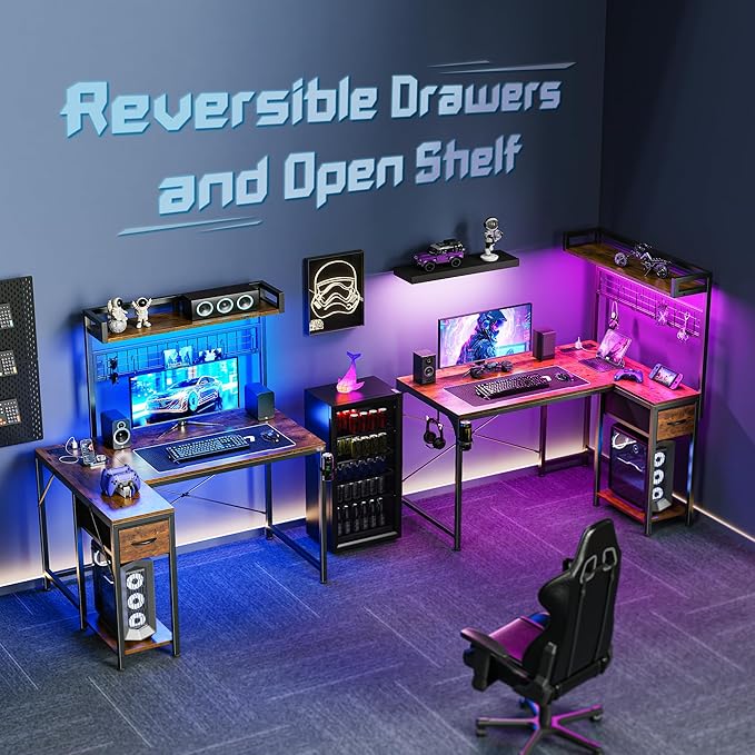 PRAISUN L Shaped Gaming Desk - Image 3