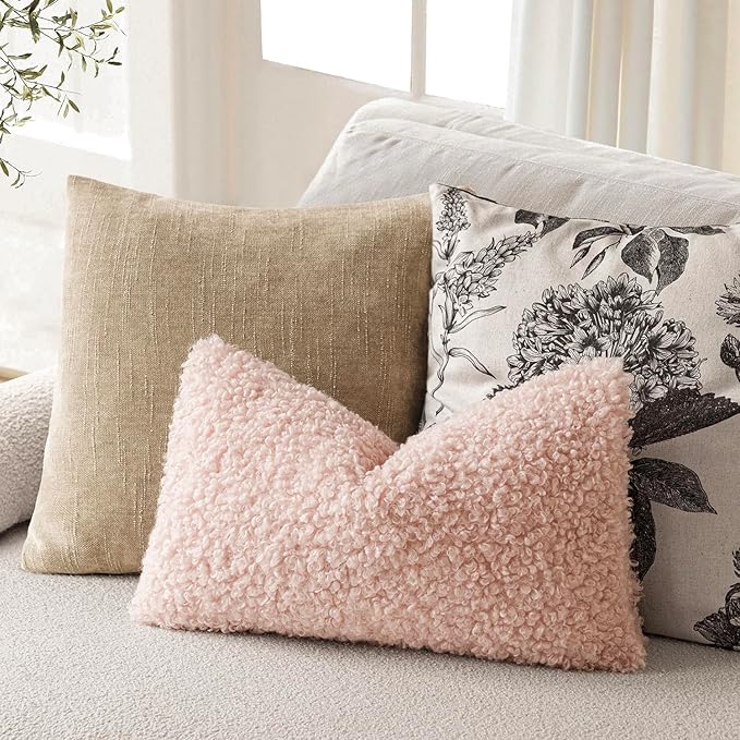 Foindtower Set of 2 Curly Teddy Wool Pillow Covers Decorative Boucle Textured - Image 5