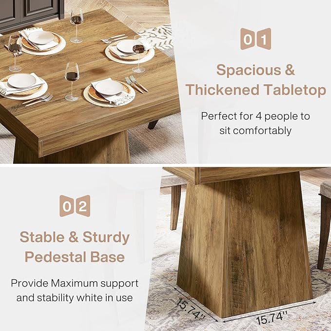 Tribesigns Square Dining Table for 4, 31.5-Inch Small Kitchen Table - Image 6