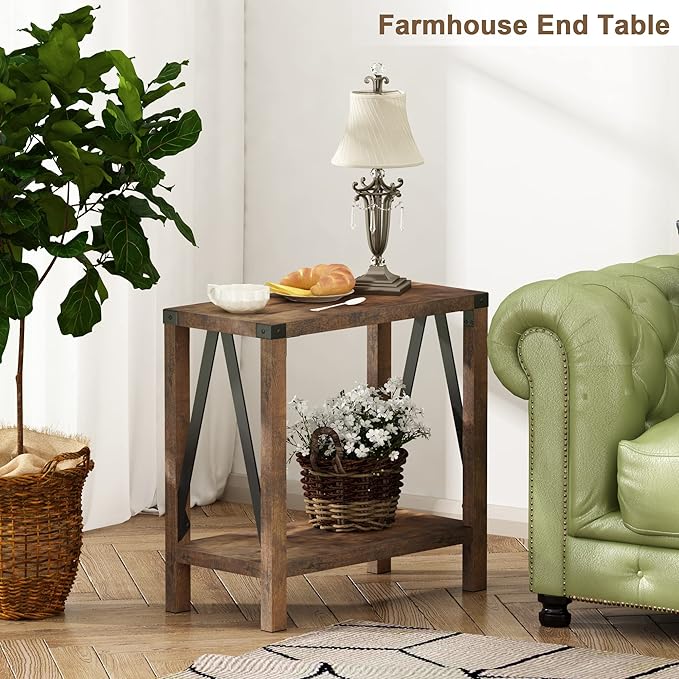 ChooChoo Farmhouse End Table for Small Spaces, Narrow Side End Table - Image 5