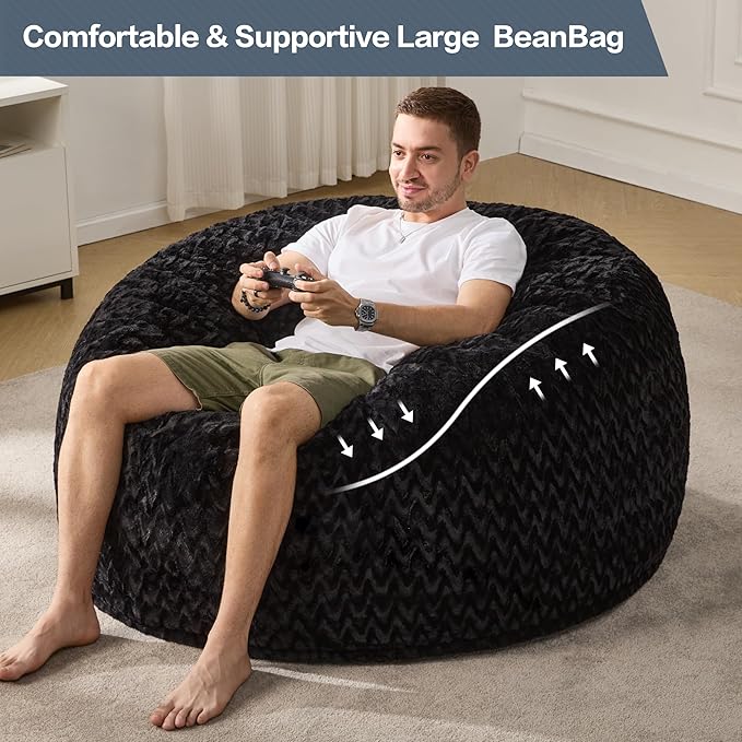 Hobestluk 4ft Bean Bag Chairs for Adults Large Beanbag Chair - Image 5