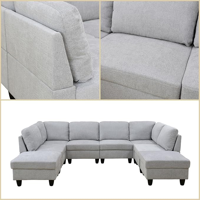U Shaped Sectional Couch, Convertible Modular Sectional Sofa - Image 5