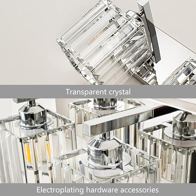 Modern Bathroom Vanity Light 2-Lights Chrome Crystal Bathroom Wall Light Vanity - Image 5