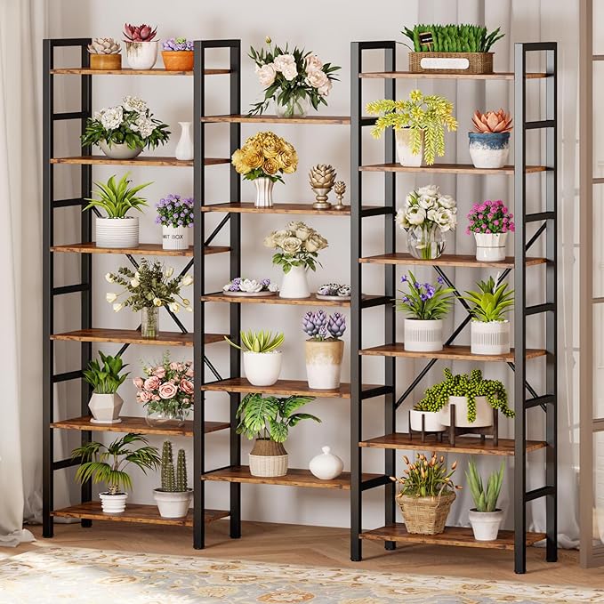 IRONCK Bookshelves 6 Tiers Triple Wide Industrial Bookshelf, Large Etagere - Image 7