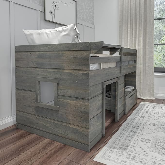 Max & Lily Loft Bed Twin Size, Solid Wood Low Loft Bed - Image 6