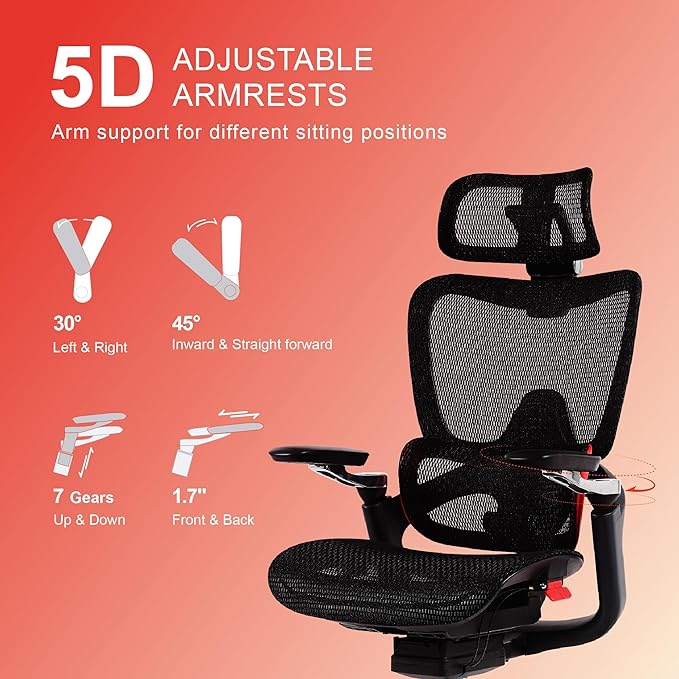 Ergonomic Office Chair, Big and Tall Mesh Computer Gaming Chair - Image 8