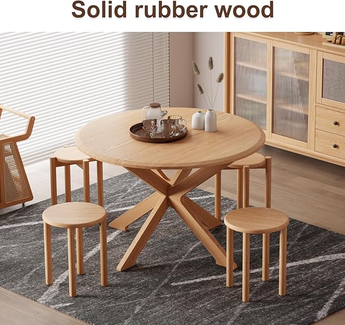 Stackable Stools Set of 4 Wooden Stools 18 Inch Stool Nesting Side Tables - Image 6
