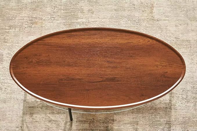 Shrine Glass Coffee Table, Glass and Wood Table, 43.3" D x 21.6" W x 15.7" H - Image 8