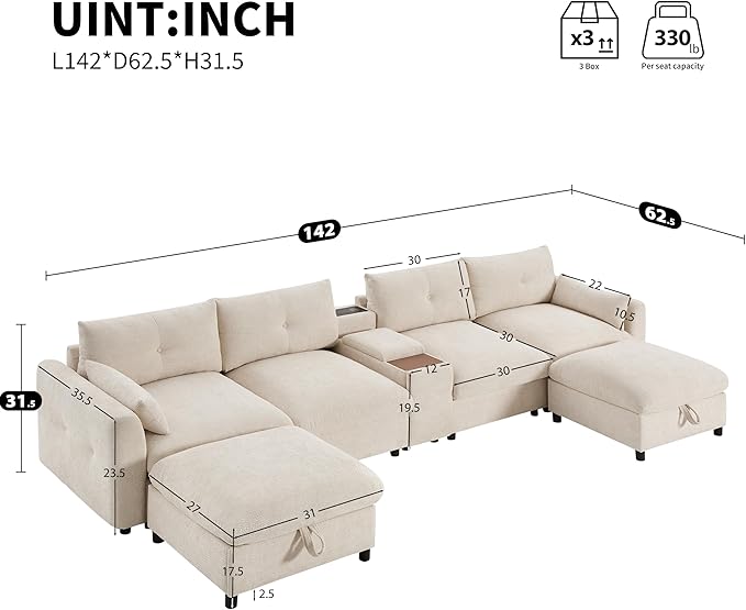 Merax 142'' Modular Sectional Sofa Set - Image 2
