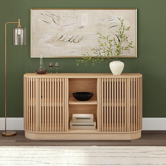 Plank+Beam Contour Wood TV Stand, Two Door Solid Wood Entertainment Console - Image 9