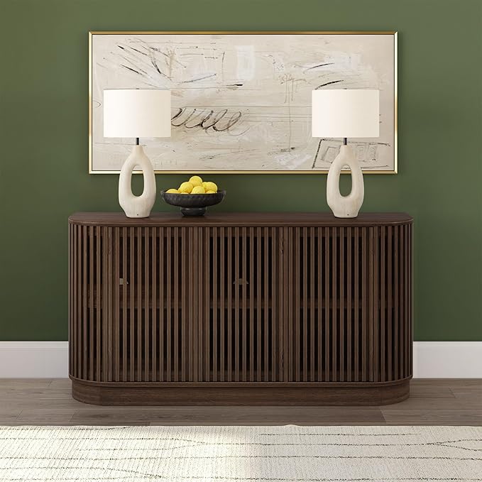 Plank+Beam Contour Wood TV Stand, Three Door Solid Wood Entertainment Console - Image 9