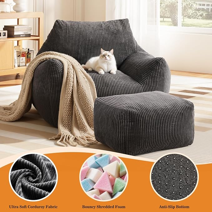 Big Bean Bag Chair for Adults & Kids, Ultra Soft Living Room Bean Bag - Image 3