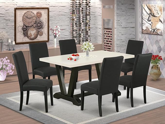 East West Furniture V626DR124-7 7 Piece Dining Set Consist of a Rectangle - Image 2
