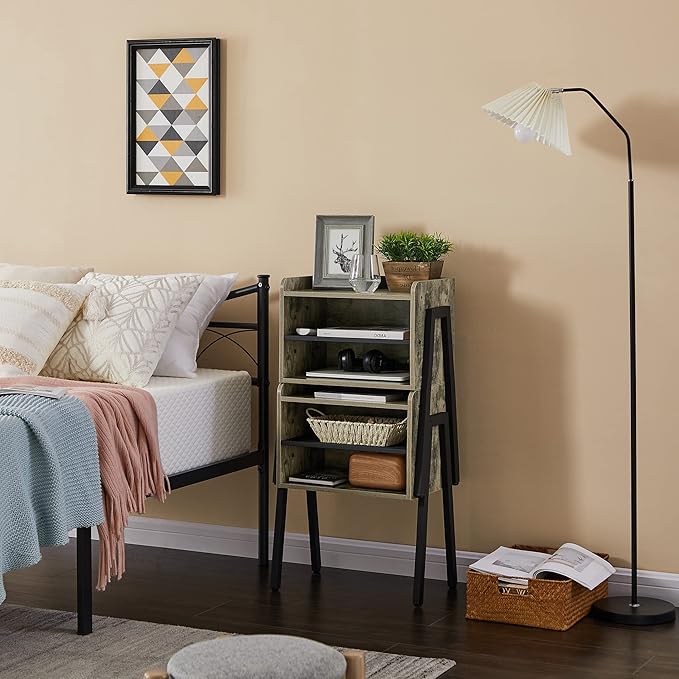 VECELO Nightstand Industrial Side End Table/Stackable Accent Furniture - Image 4