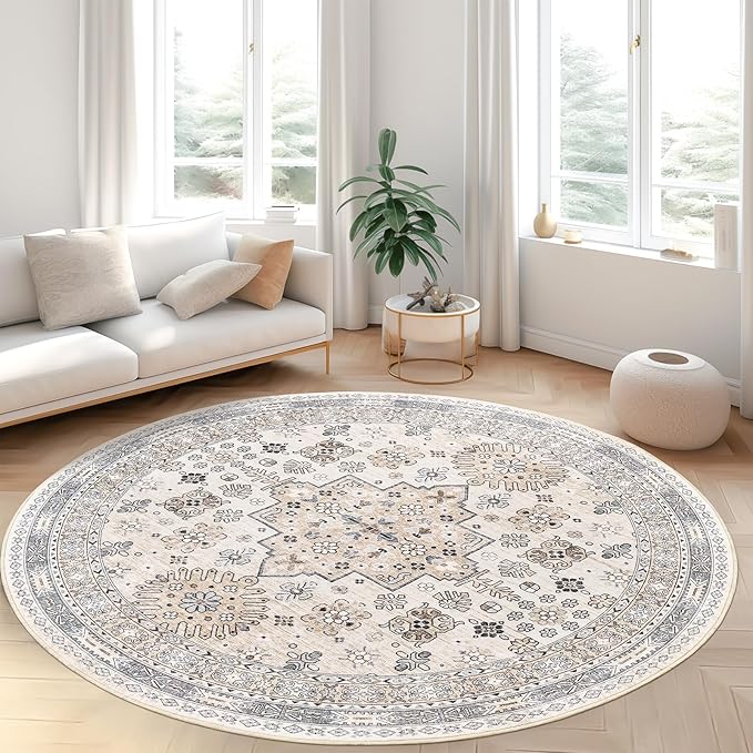 zesthome 8ft Round Rugs for Living Room, Non-Slip Washable Round Area Rugs - Image 3