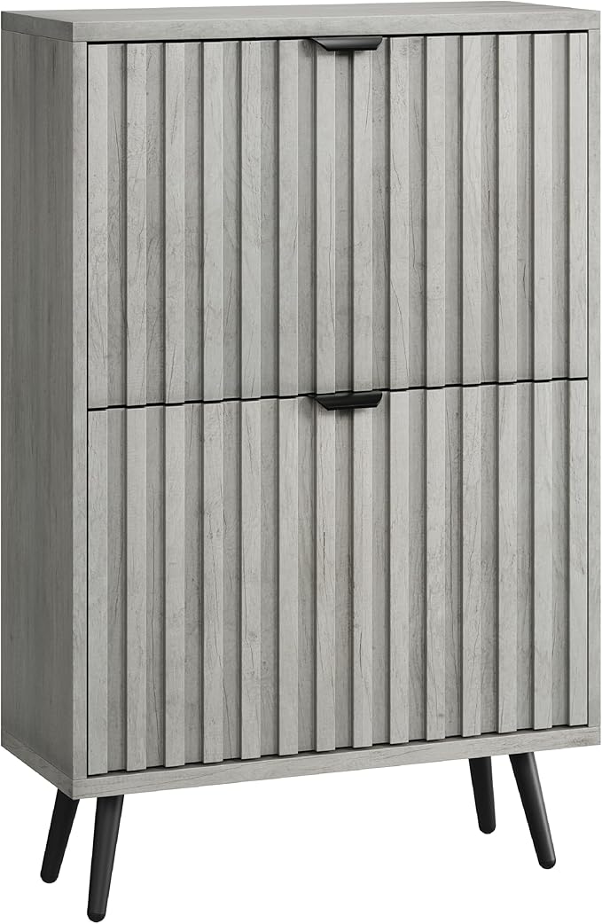 Smuxee Shoe Cabinet with 2 Flip Drawers, 23.6" Grey Hidden Shoe Storage Cabinet - Image 9