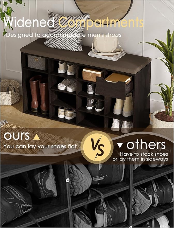DINZI LVJ Shoe Bench, Entryway Storage Bench - Image 9