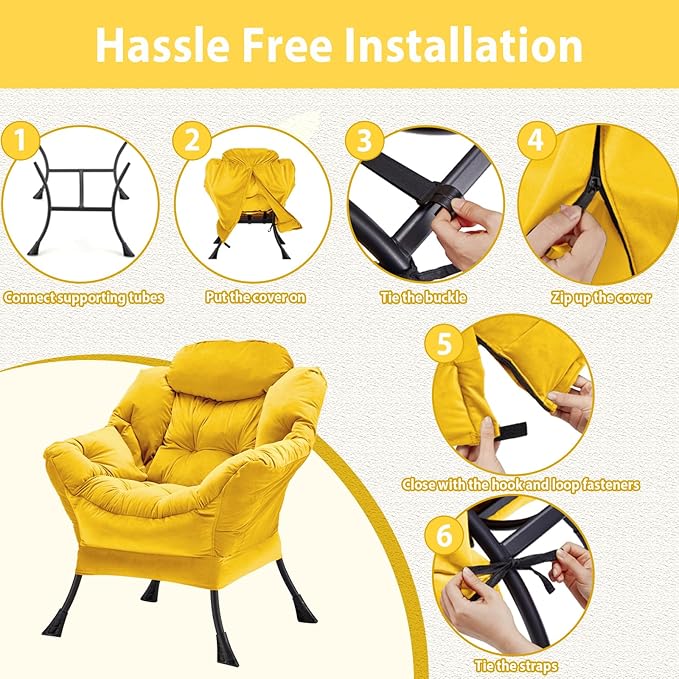 Lazy Chair Thick Padded, Comfy Velvet Accent Lounge Chair - Image 8