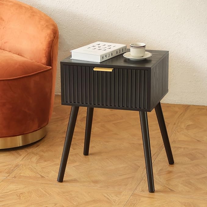 Black Nightstand, Small End Tables Living Room, Accent Bedside Table - Image 2