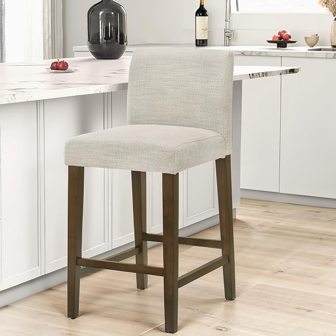 CHITA Counter Height Bar Stools Set of 2, Fabric in Ivory - Image 2